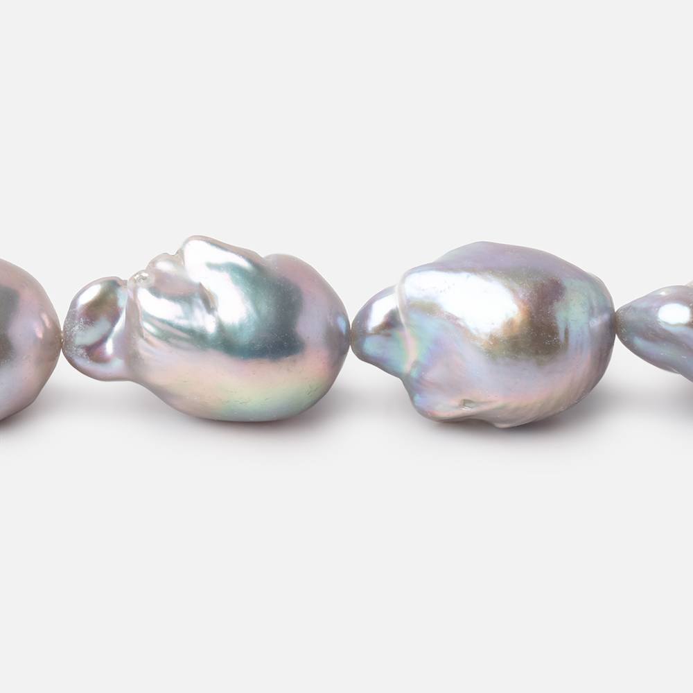 16x13-22x15mm Silver Ultra Baroque Freshwater Pearls 15.5 inch 18 pieces - Beadsofcambay.com