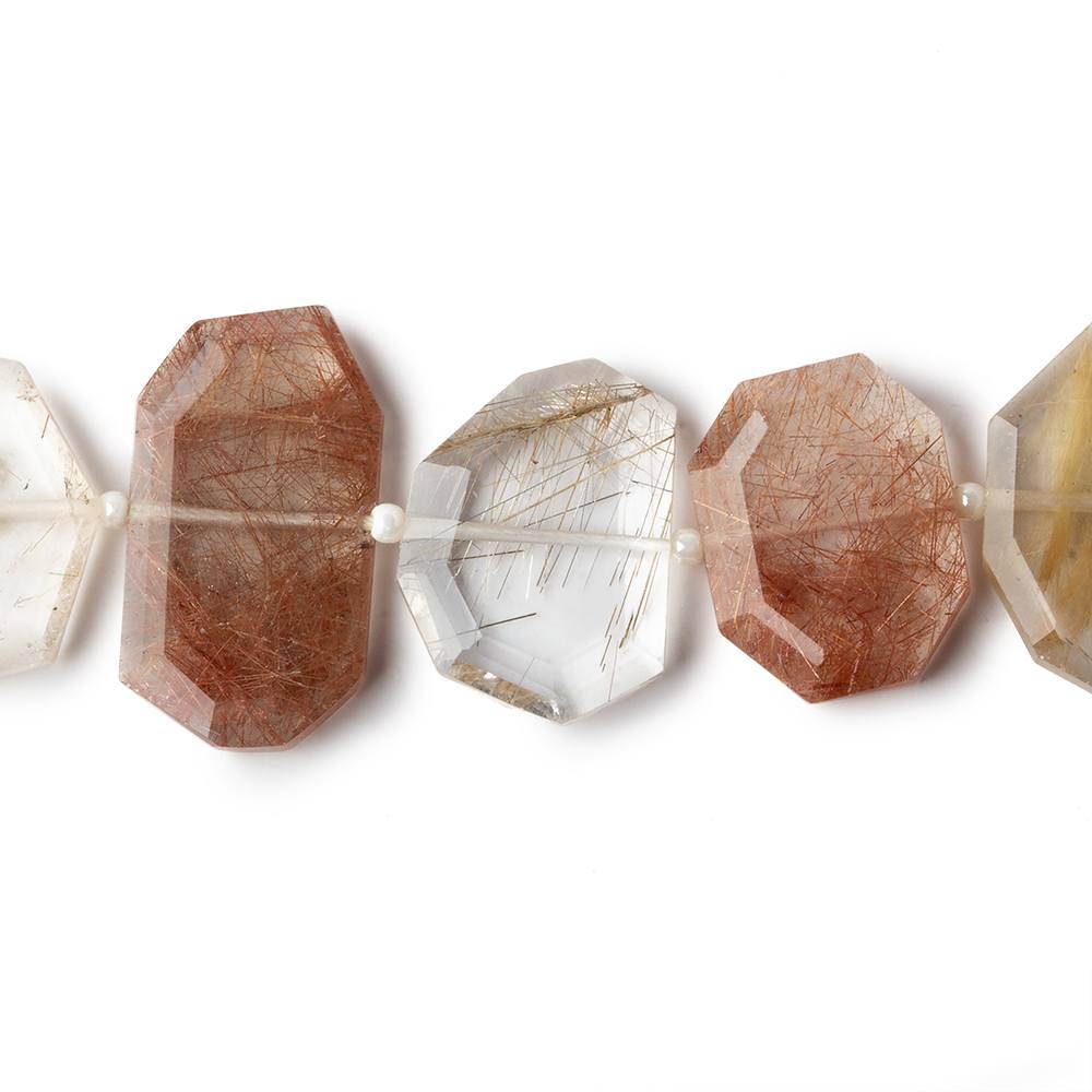 16x13-23x13mm Rutilated Quartz Side Drilled Bevel Faceted Flat Nuggets 17 inch 29 pieces AA - Beadsofcambay.com