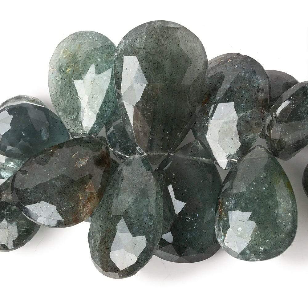 16x13-33x21mm Moss Aquamarine Faceted Pear Beads 9 inch 33 pcs - Beadsofcambay.com