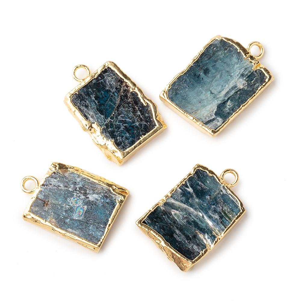 16x13mm average Gold Leafed Blue Kyanite Slice Pendant 1 piece - Beadsofcambay.com