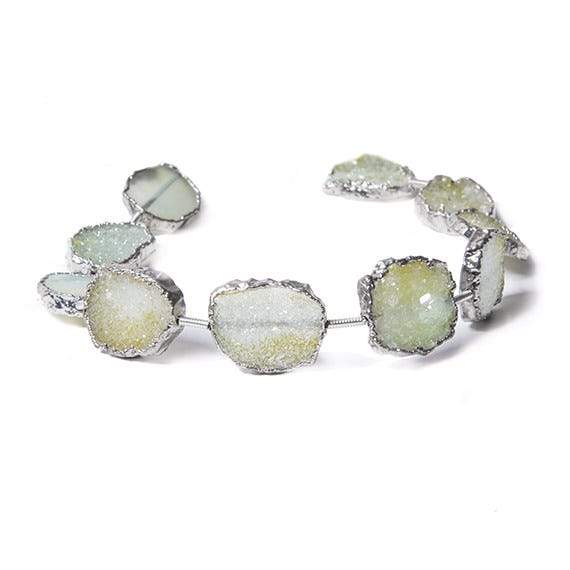 16x13mm Silver Edged White Drusy Slice Strand 10 pieces - Beadsofcambay.com