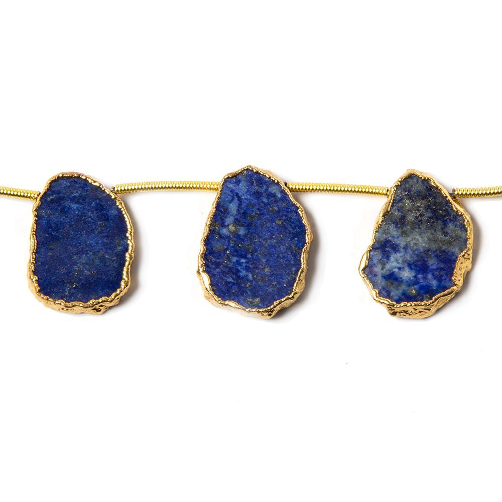 16x13mm to 17x13mm Gold Leafed Lapis Top Drilled Slices 8 inch 10 pieces - Beadsofcambay.com