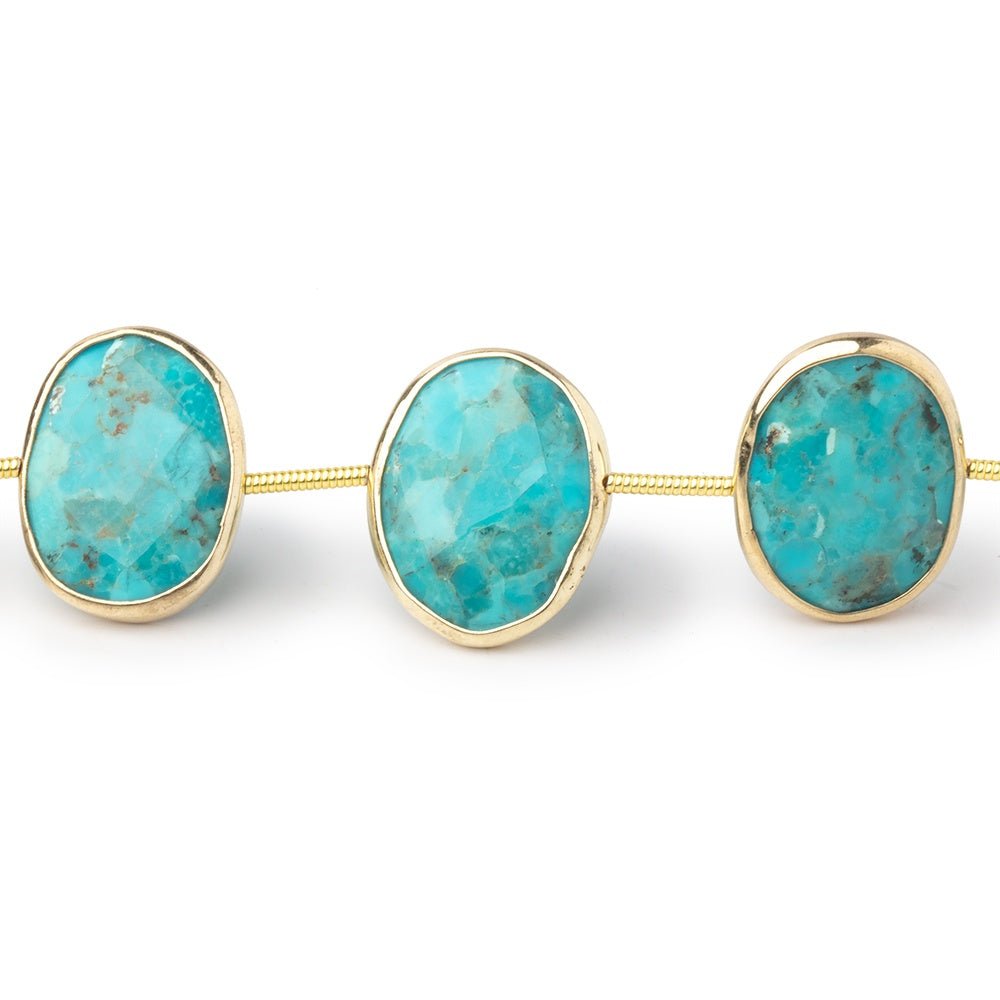16x13mm Vermeil Bezel Turquoise Side Drill Nuggets 7.5 inch 10 Beads - Beadsofcambay.com