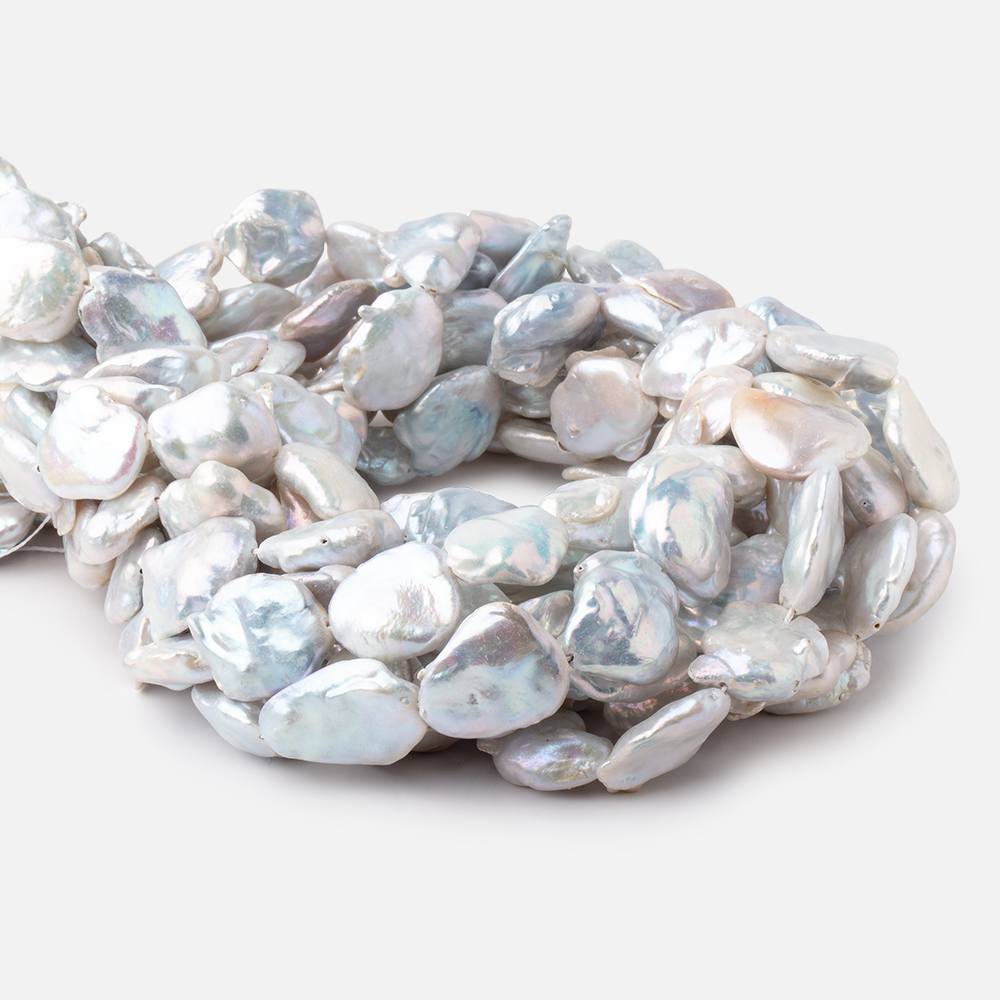 16x14-21x15mm Off White Straight Drilled Keshi Freshwater Pearls 16 inch 18 beads - Beadsofcambay.com