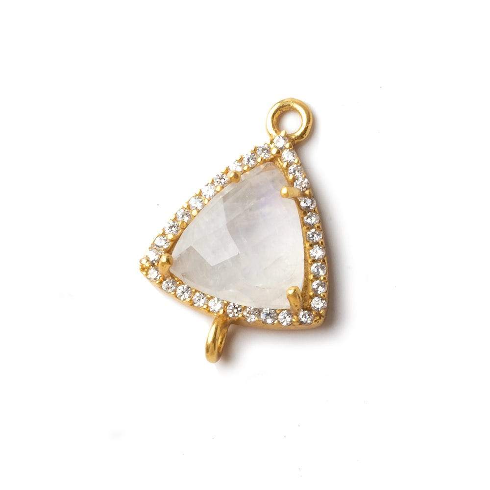 16x14.5mm Gold CZ Bezel Rainbow Moonstone Triangle Connector 1 piece - Beadsofcambay.com