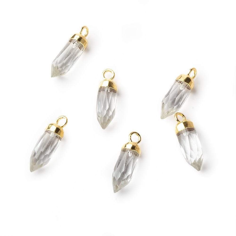 16x5mm Gold Leafed Crystal Quartz Spike Pendant 1 piece - Beadsofcambay.com
