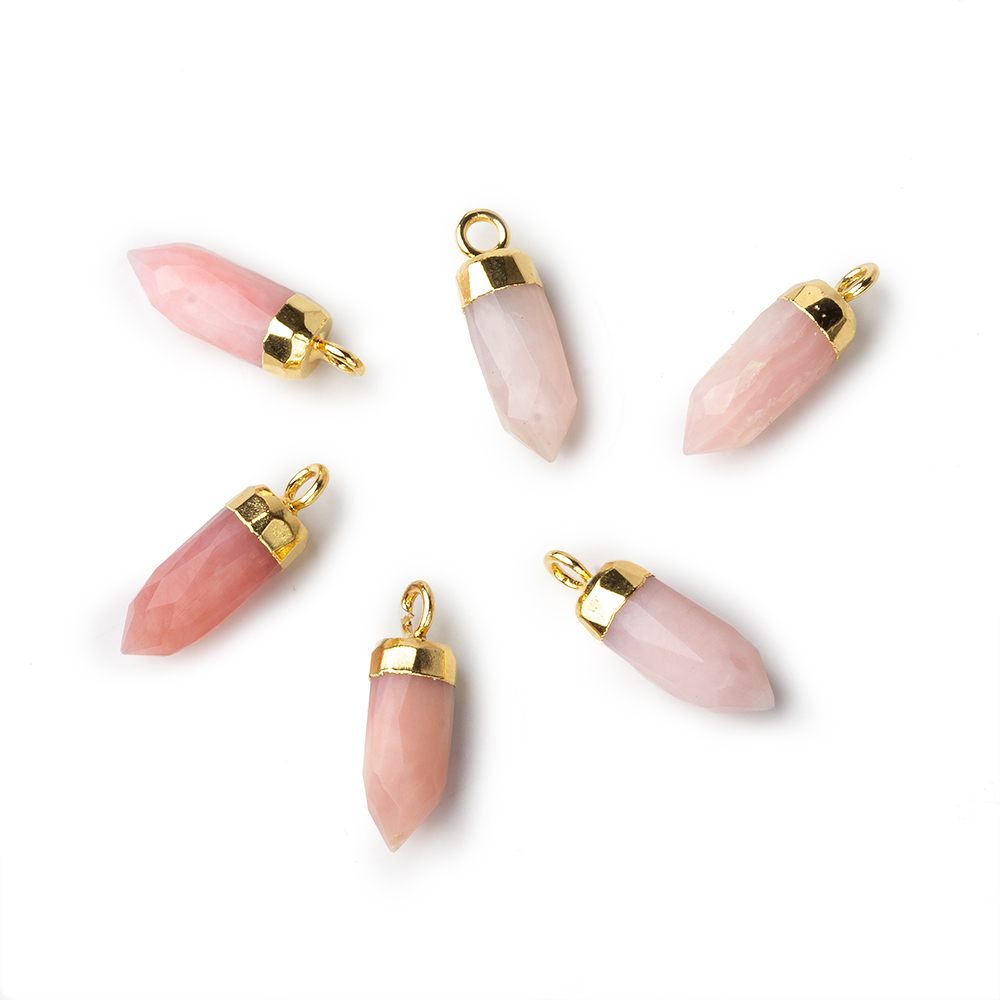 16x5mm Gold Leafed Pink Peruvian Opal Spike Pendant 1 piece - Beadsofcambay.com