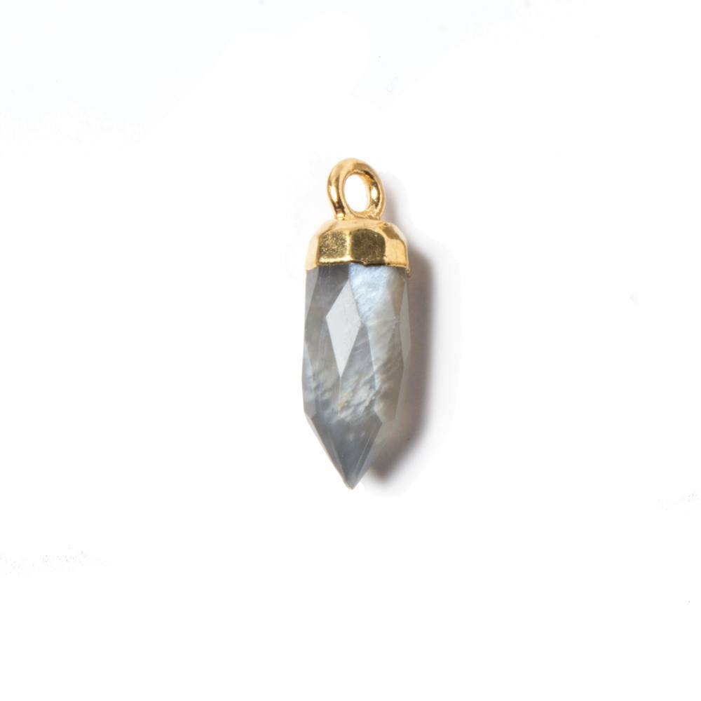 16x5mm Gold Leafed Platinum Grey Moonstone Spike Pendant 1 piece - Beadsofcambay.com