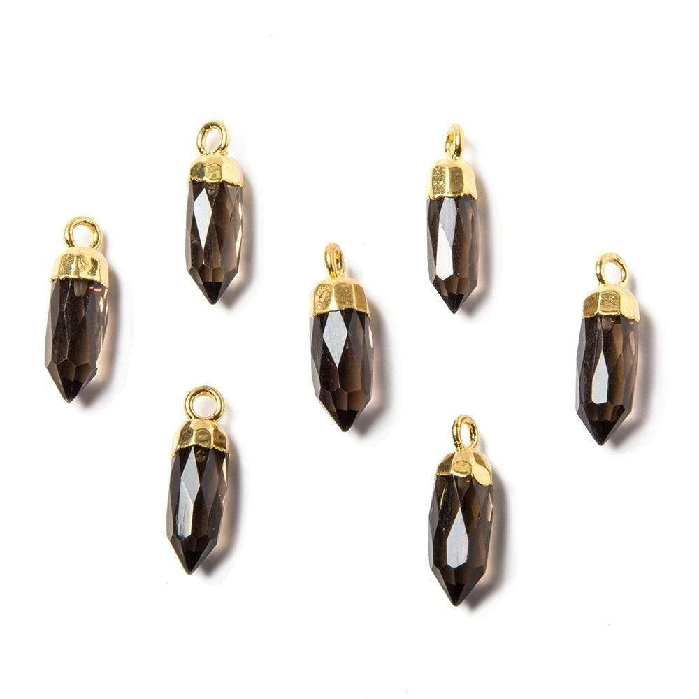 16x5mm Gold Leafed Smoky Quartz Spike Pendant 1 piece - Beadsofcambay.com