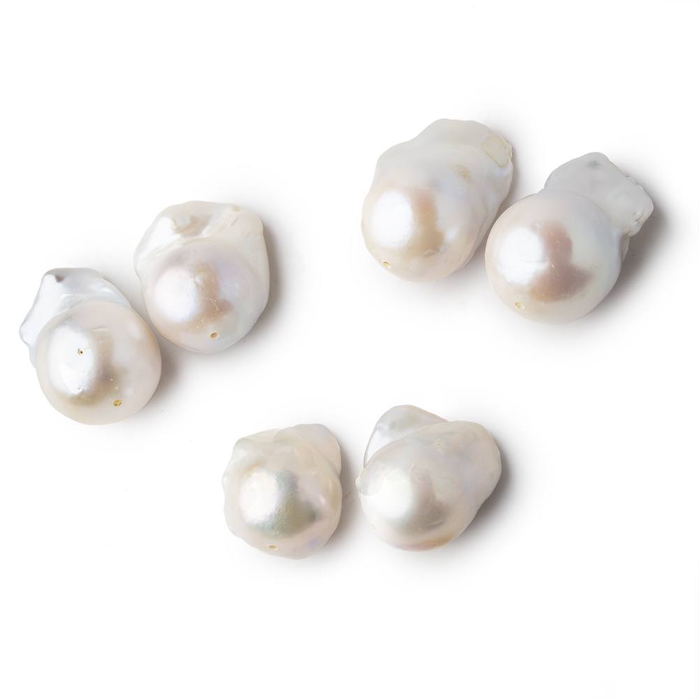 17-19mm Off White Ultra Baroque Focal Set of 2 Beads AA - Beadsofcambay.com