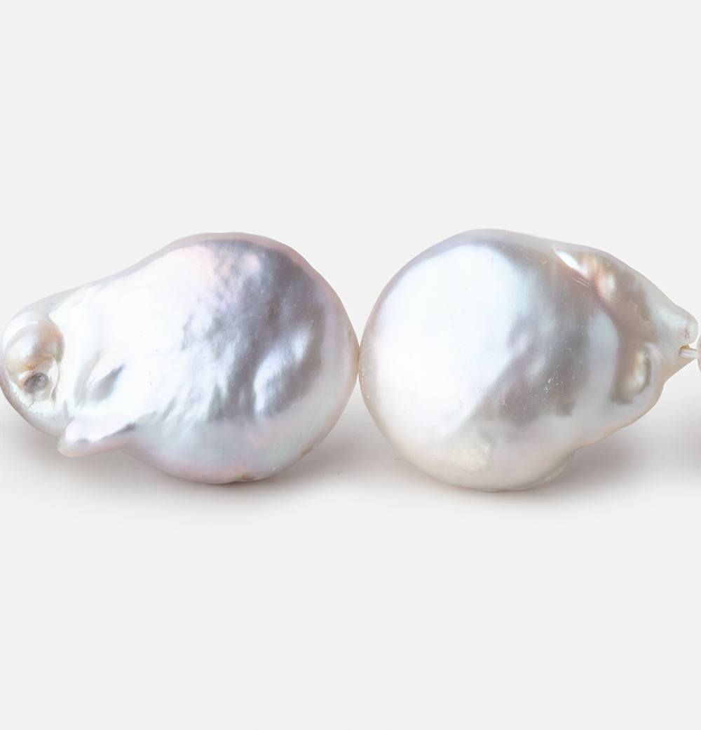 17-22mm Off White Ultra Coin Freshwater Pearl 16 inch 21 pieces - Beadsofcambay.com