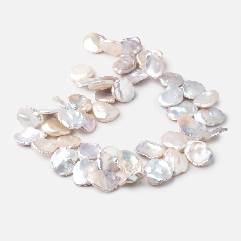 17-23mm Creamy White Top Drill Ultra Keshi Freshwater Pearls 15 inch 45 Beads AA - Beadsofcambay.com