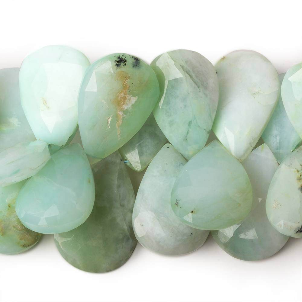 17-28mm Blue Peruvian Opal Faceted Pear Beads 8 inch 40 pieces - Beadsofcambay.com