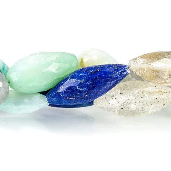 17-32mm Multi Gemstone Faceted Mix Shape Beads 48 inches 61 pieces - Beadsofcambay.com