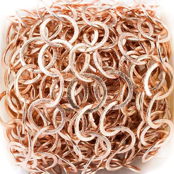 17mm Rose Gold Plated Brushed Round Link Chain by the foot - Beadsofcambay.com