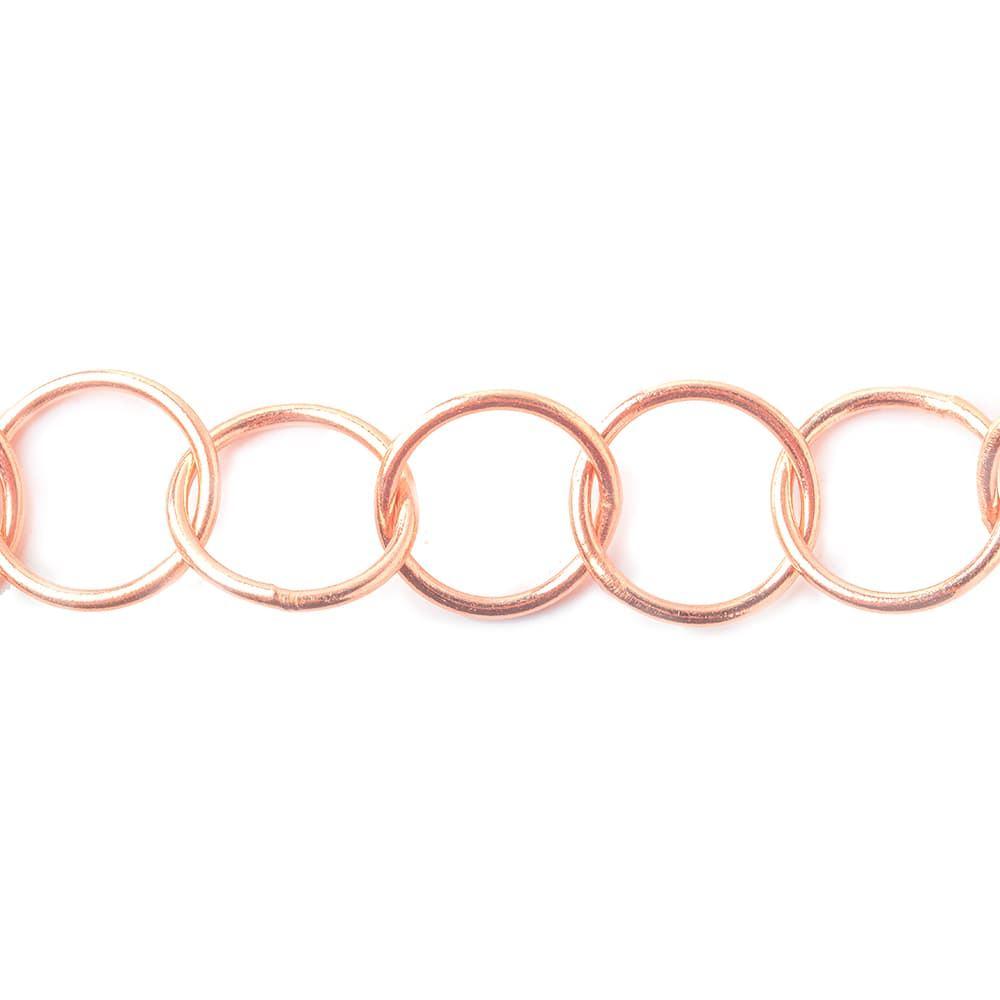 17mm Rose Gold plated Plain Round Link Chain by the foot - Beadsofcambay.com