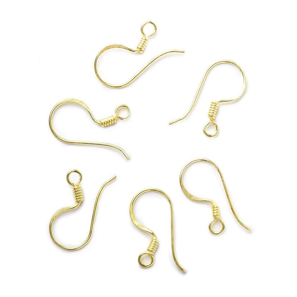 17mm Vermeil Earwire Fishhook with Wire Wrap, 10 Pieces - Beadsofcambay.com