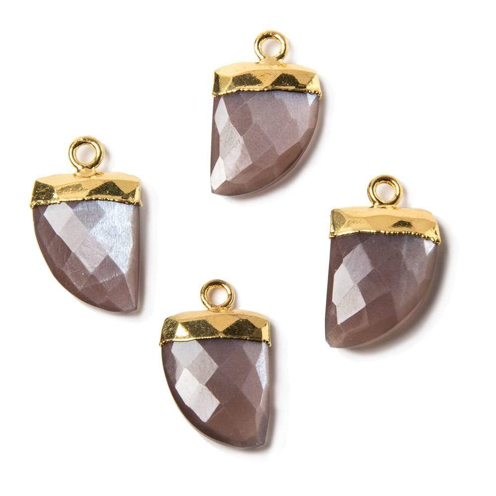 17x10mm Gold Leafed Chocolate Brown Moonstone Horn Pendant 1 piece - Beadsofcambay.com