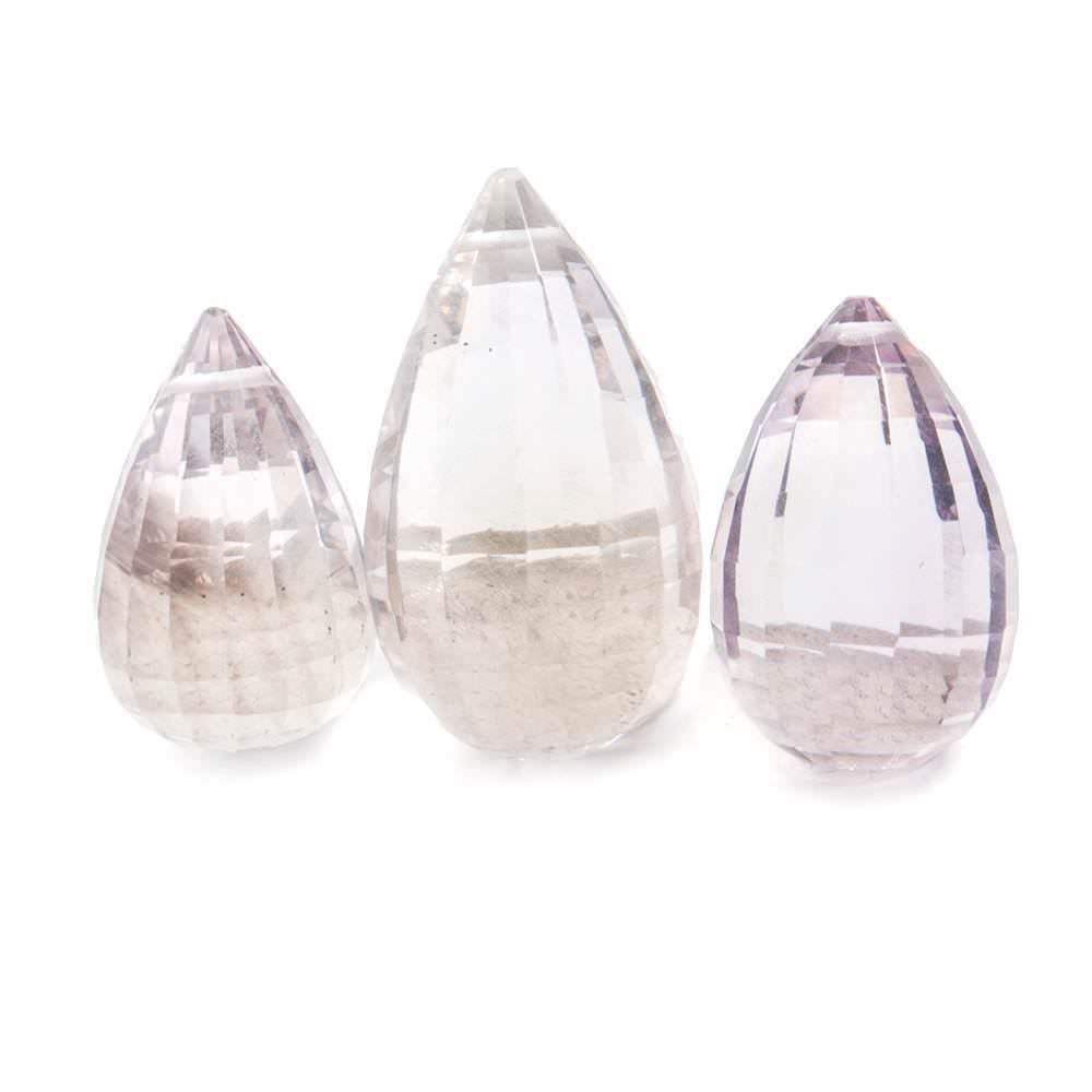 17x11-23x13mm Ametrine & Pink Amethyst Faceted Tear Drop Bead Set of 3 - Beadsofcambay.com