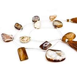 17x12-28x20mm Toffee Agate Drusy Freeform Beads 11 pieces - Beadsofcambay.com