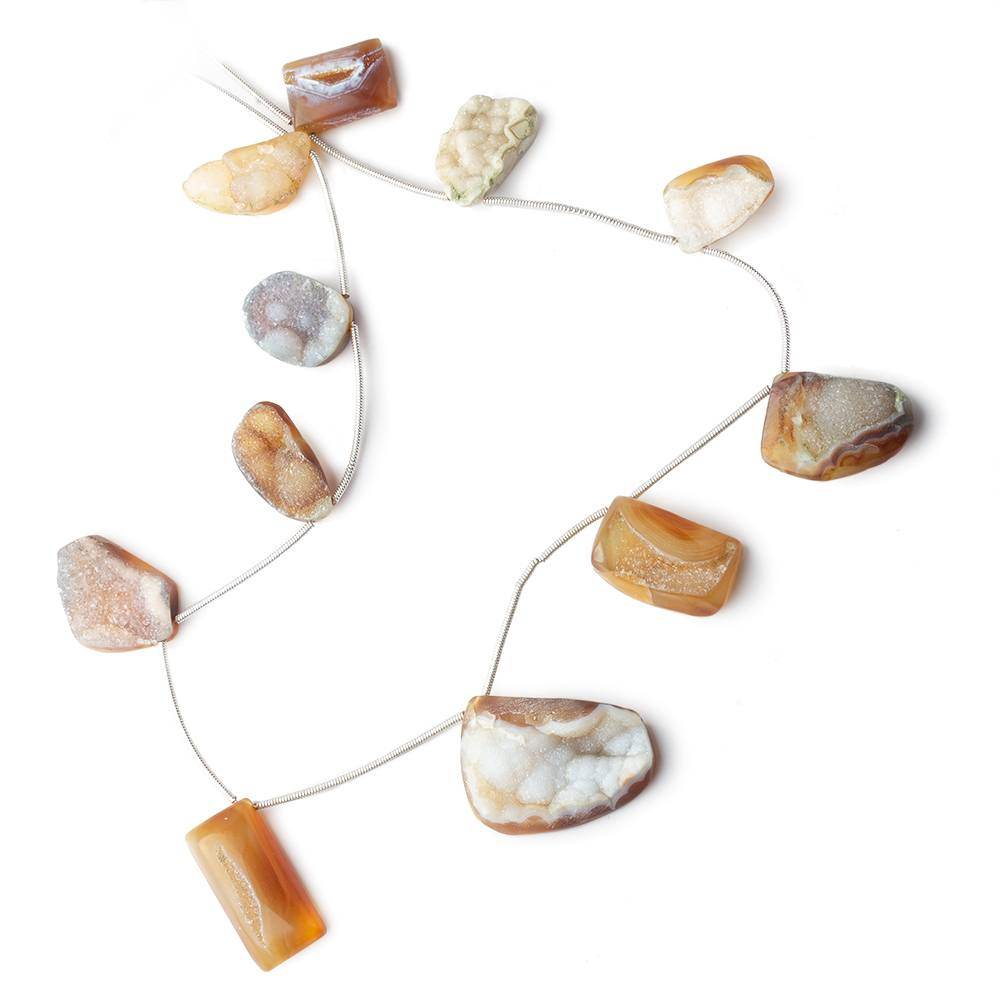 17x12-28x20mm Toffee Agate Drusy Freeform Beads 11 pieces - Beadsofcambay.com
