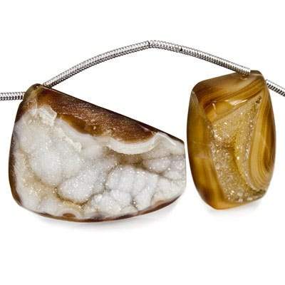 17x12-28x20mm Toffee Agate Drusy Freeform Beads 11 pieces - Beadsofcambay.com