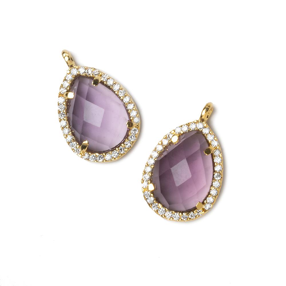 17x13mm Vermeil CZ Bezel Purple Hydro Quartz Faceted Pear Pendant 1 piece - Beadsofcambay.com