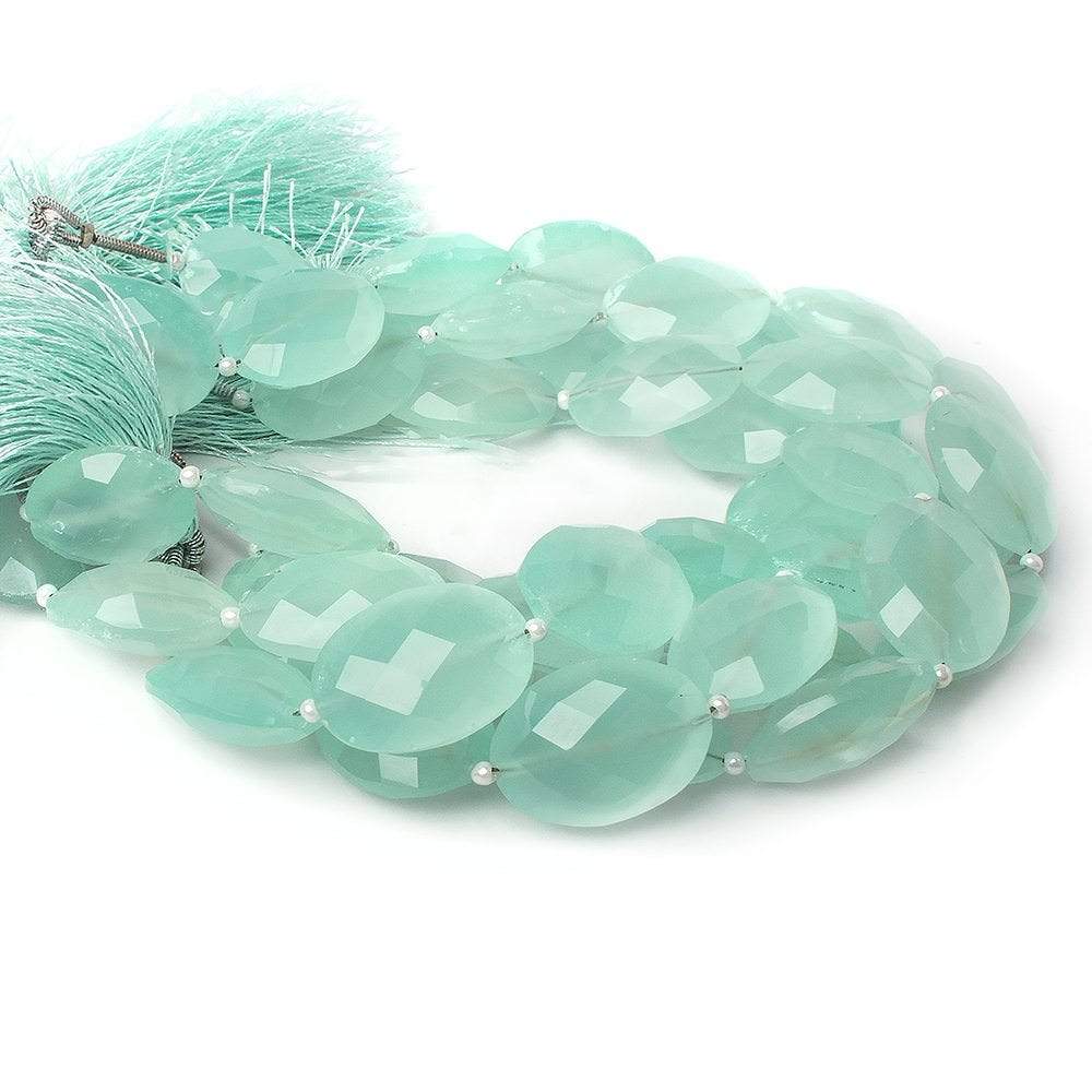 17x13mm SeaGreen Chalcedony straight drilled faceted oval beads 8 inch 11 pieces A - Beadsofcambay.com