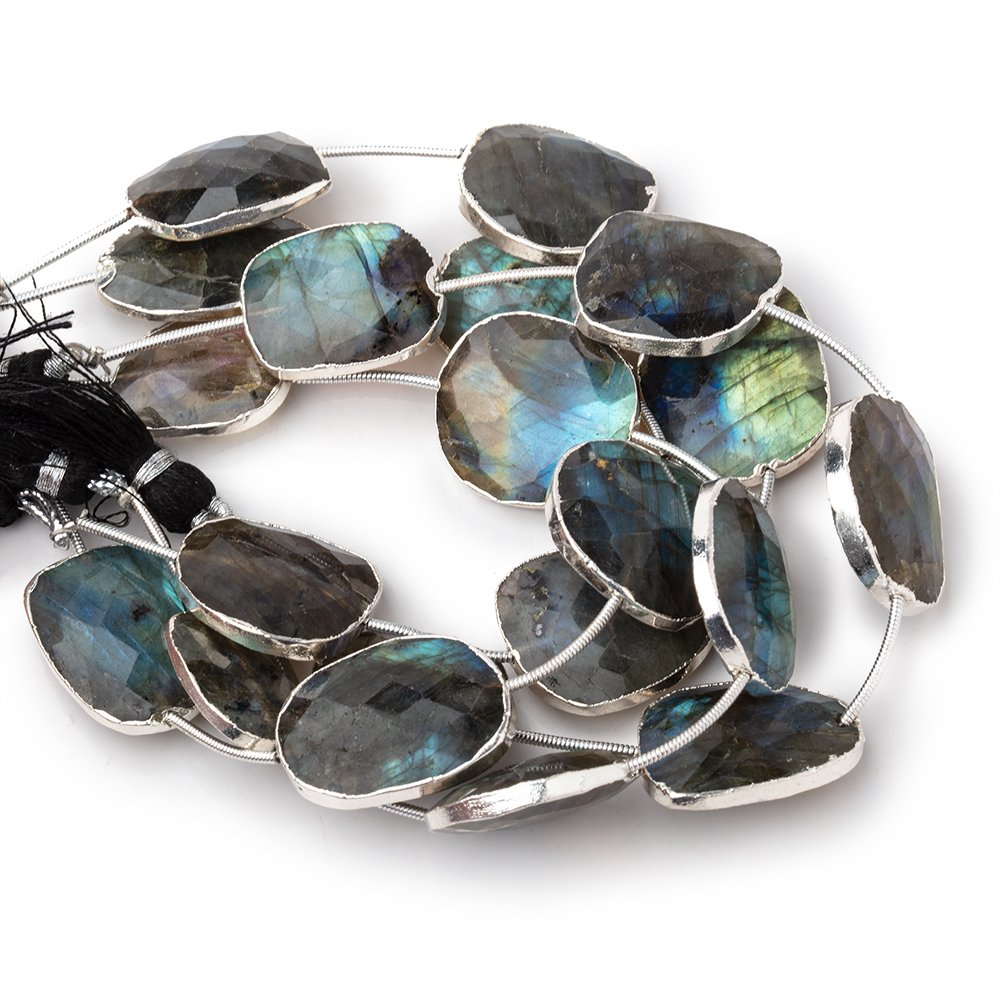 17x15-23x20mm Silver Leafed Labradorite Faceted Nugget Strand 5 Beads - Beadsofcambay.com