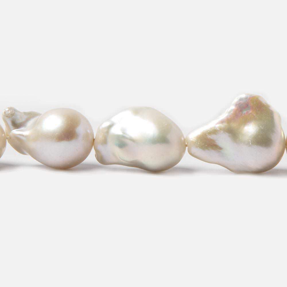 17x15-25x22mm Off White Ultra Baroque Freshwater Pearls 15in 19 pcs - Beadsofcambay.com