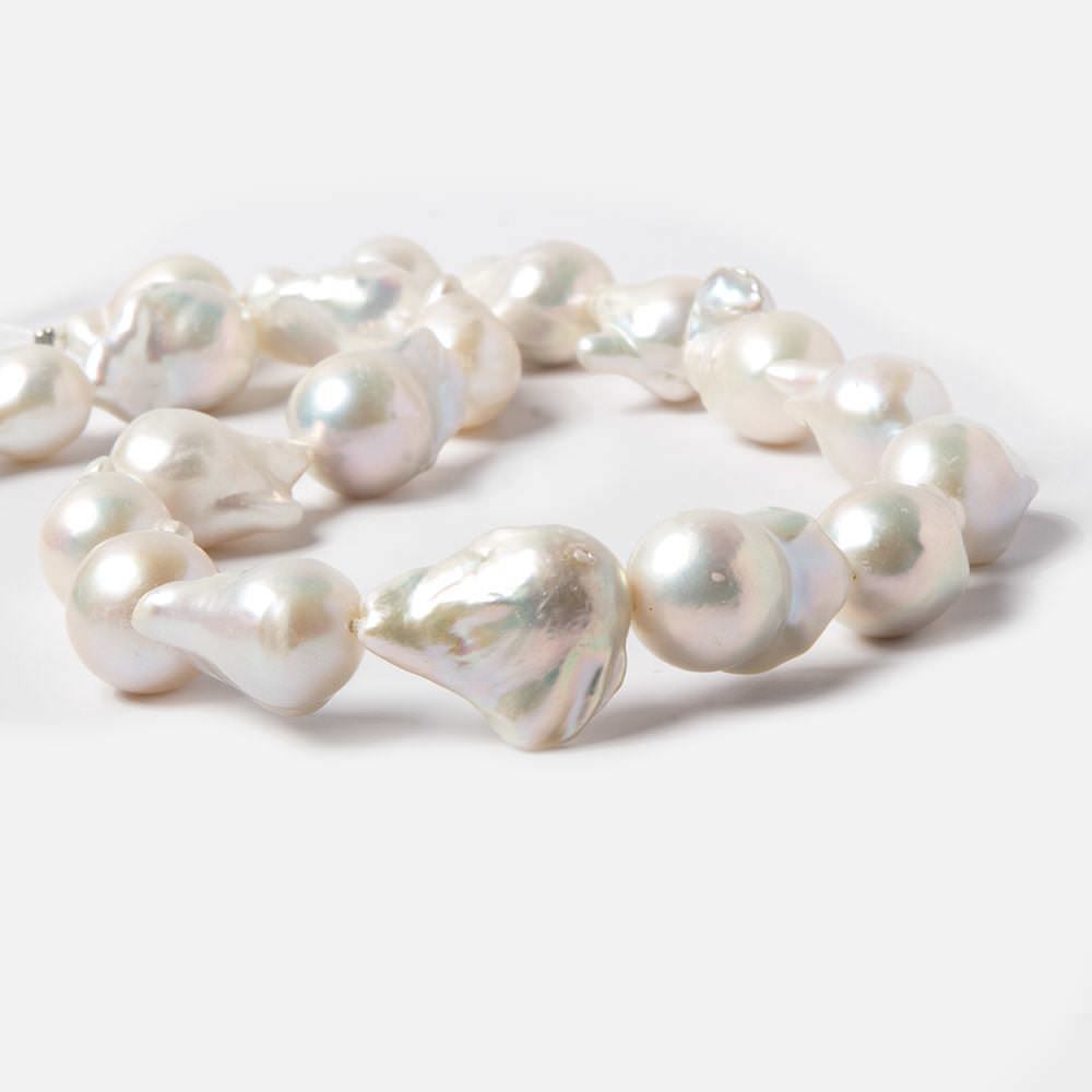 17x15-25x22mm Off White Ultra Baroque Freshwater Pearls 15in 19 pcs - Beadsofcambay.com