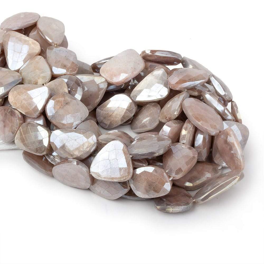 17x16-23x17mm Mystic Chocolate Moonstone Faceted Flat Nuggets 13.5 inch 15 beads - Beadsofcambay.com