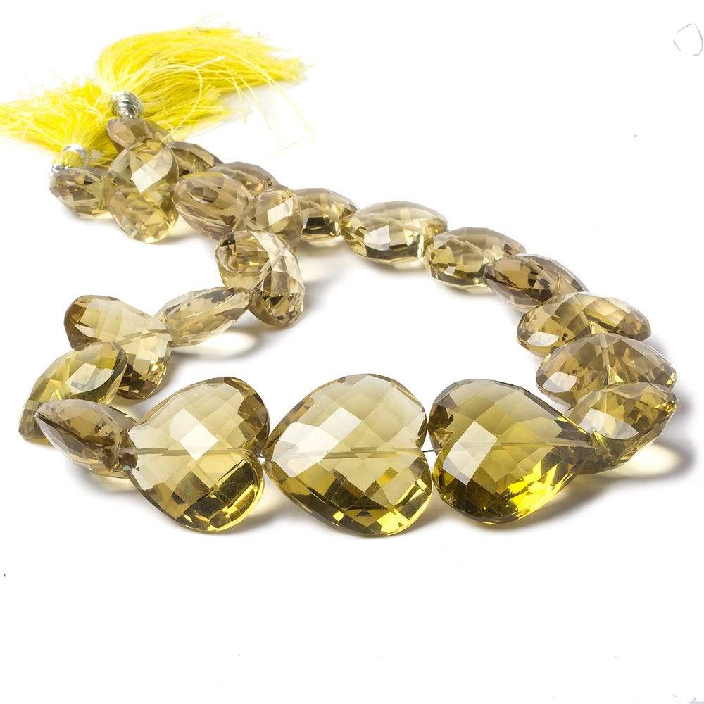 17x17-27x27mm Honey Quartz Straight Drill Clefted Hearts 16 inch 22 beads AAA - Beadsofcambay.com