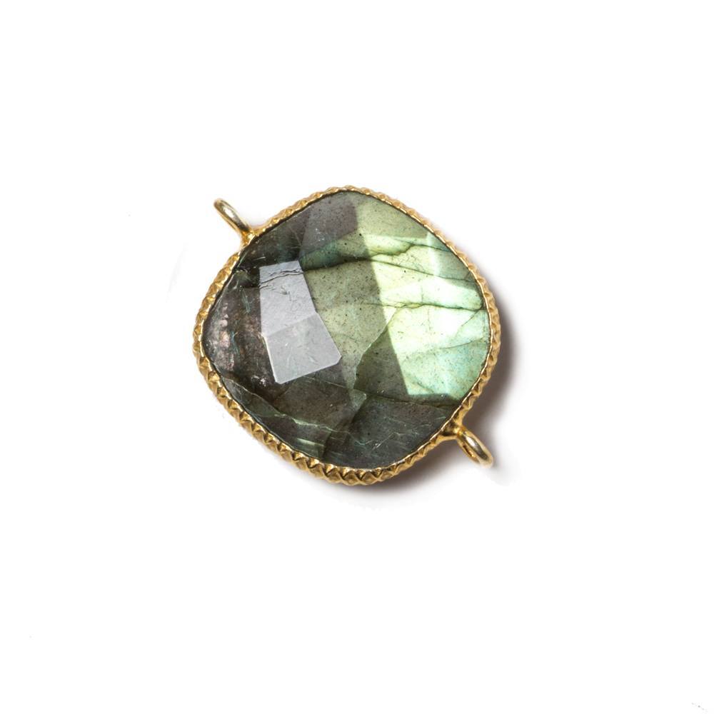 17x17mm Vermeil Rope Bezel Labradorite faceted pillow Connector 1 piece - Beadsofcambay.com