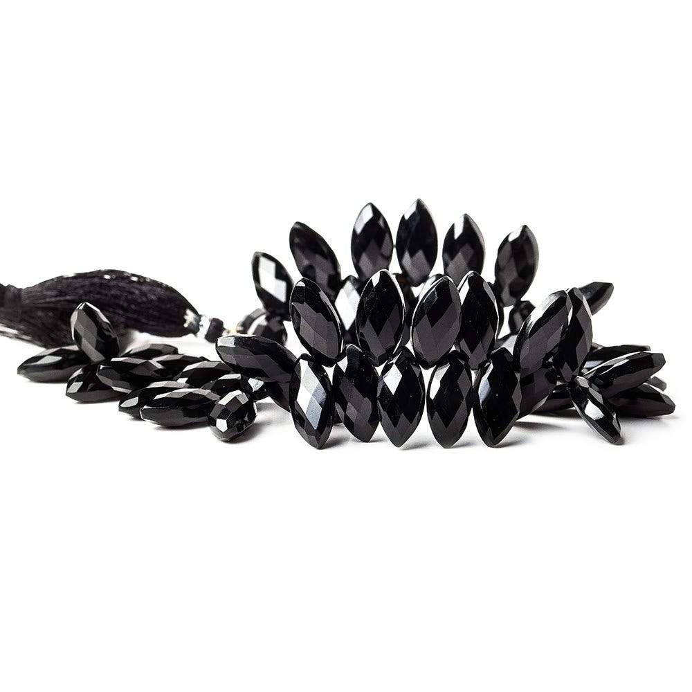 17x8mm Black Onyx top drilled faceted marquise beads 8.5 inch 42 pcs AAA - Beadsofcambay.com