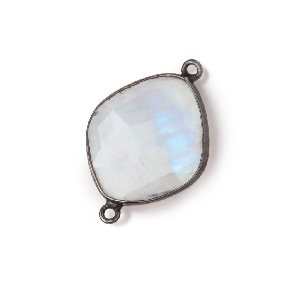 18-20mm Black Gold Bezel Rainbow Moonstone Faceted Nugget Connector 1 piece - Beadsofcambay.com