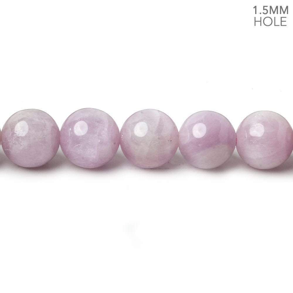 BeadsofCambay 8mm Kunzite Plain Rounds 16 inch 51 beads 1.5mm Large Hole AA