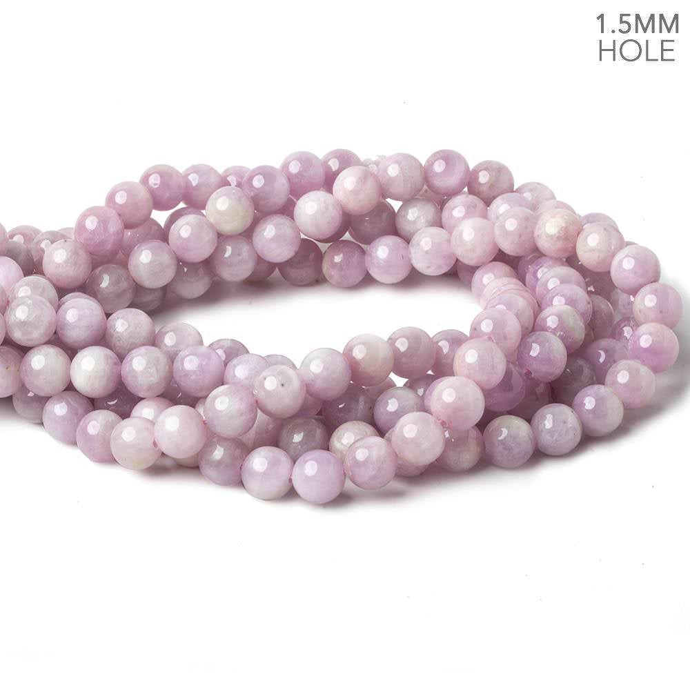Beadsofcambay Kunzite Plain Rounds 16 inch 51 beads 1.5mm Large Hole AA