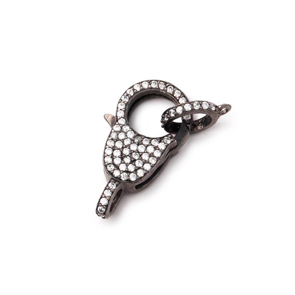 24x9mm Black Gold .925 Silver CZ Oval Lobster Clasp with CZ Ring 1 piece - BeadsofCambay.com