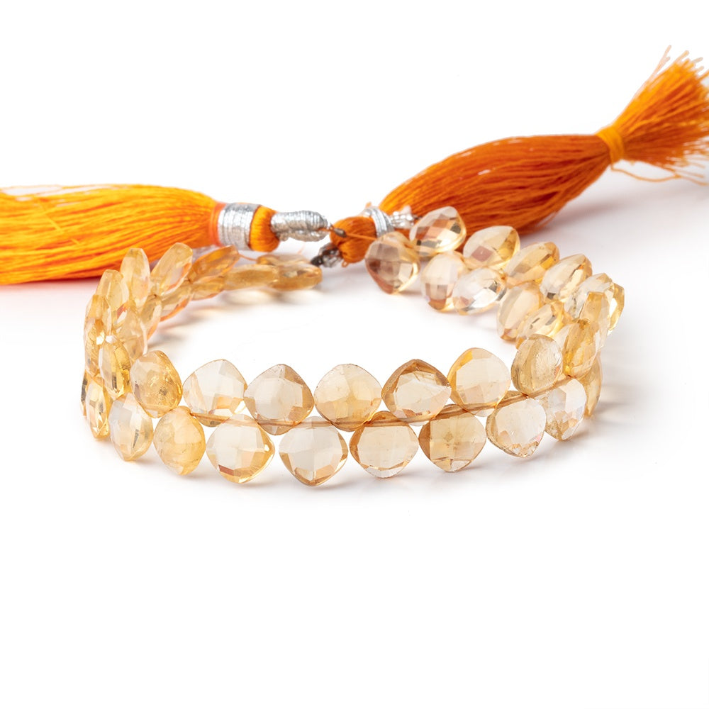 6.5mm Citrine Top Drilled Faceted Pillow Beads 7.25 inch 49 pieces A - BeadsofCambay.com