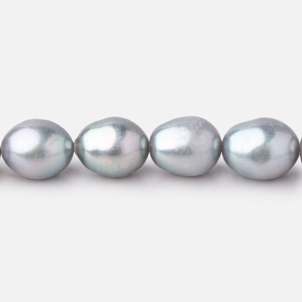 8x7-10x8mm Silver Peacock Oval Freshwater Pearls 15.25 inch 42 Beads A - BeadsofCambay.com