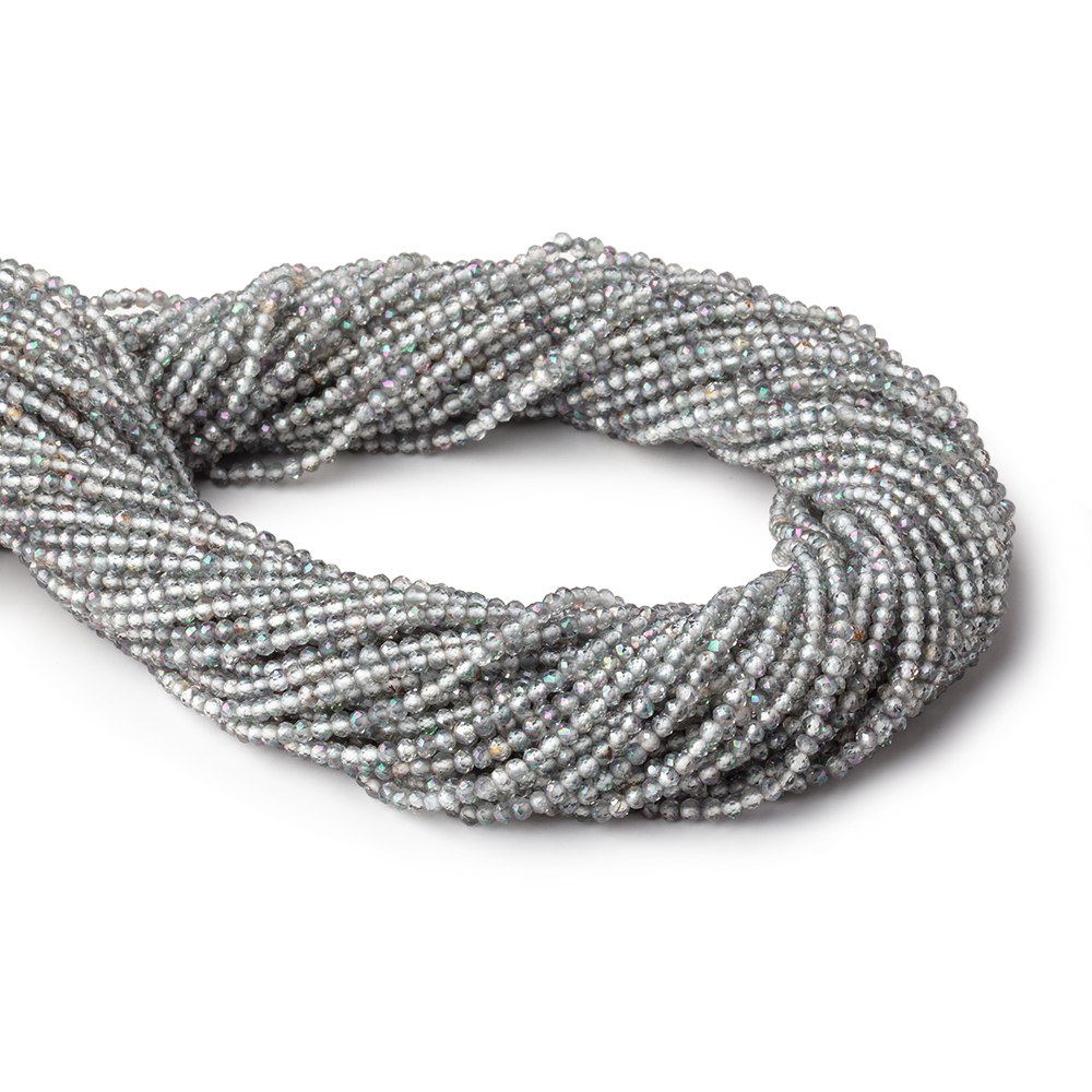 Beadsofcambay 2mm Mystic White Topaz microfaceted rondelle beads 13 inch 180 pieces View 1