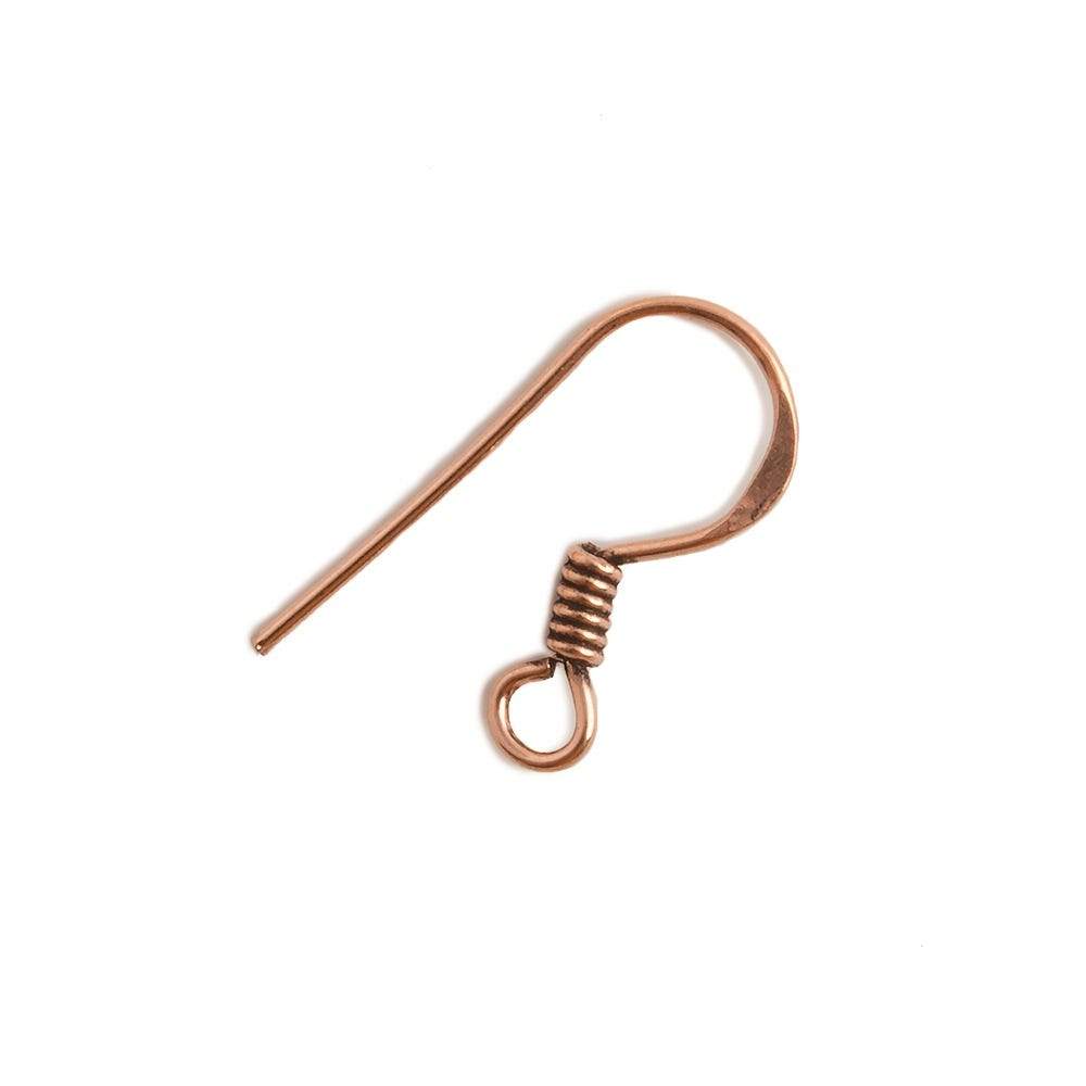 18mm Sheperd's Hook Antiqued Copper EarWire with Coil 50 pieces - Beadsofcambay.com