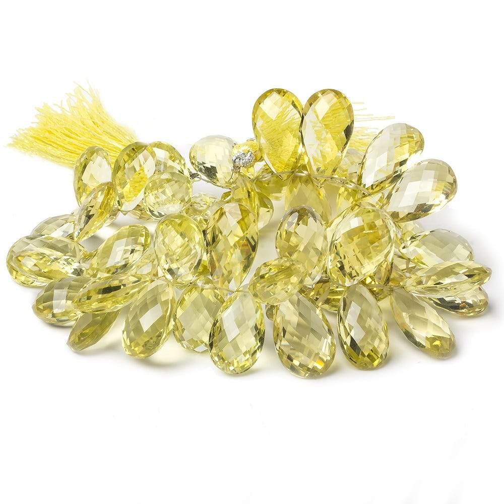 18x10-24x12mm Lemon Quartz Pear Briolettes 9 inch 53 Beads AAA Grade - Beadsofcambay.com
