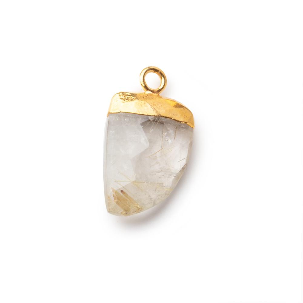 18x10mm 24kt Gold Leafed Rutilated Quartz Horn Pendant 1 piece - Beadsofcambay.com