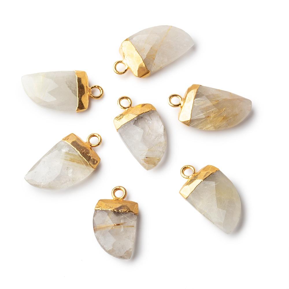18x10mm 24kt Gold Leafed Rutilated Quartz Horn Pendant 1 piece - Beadsofcambay.com