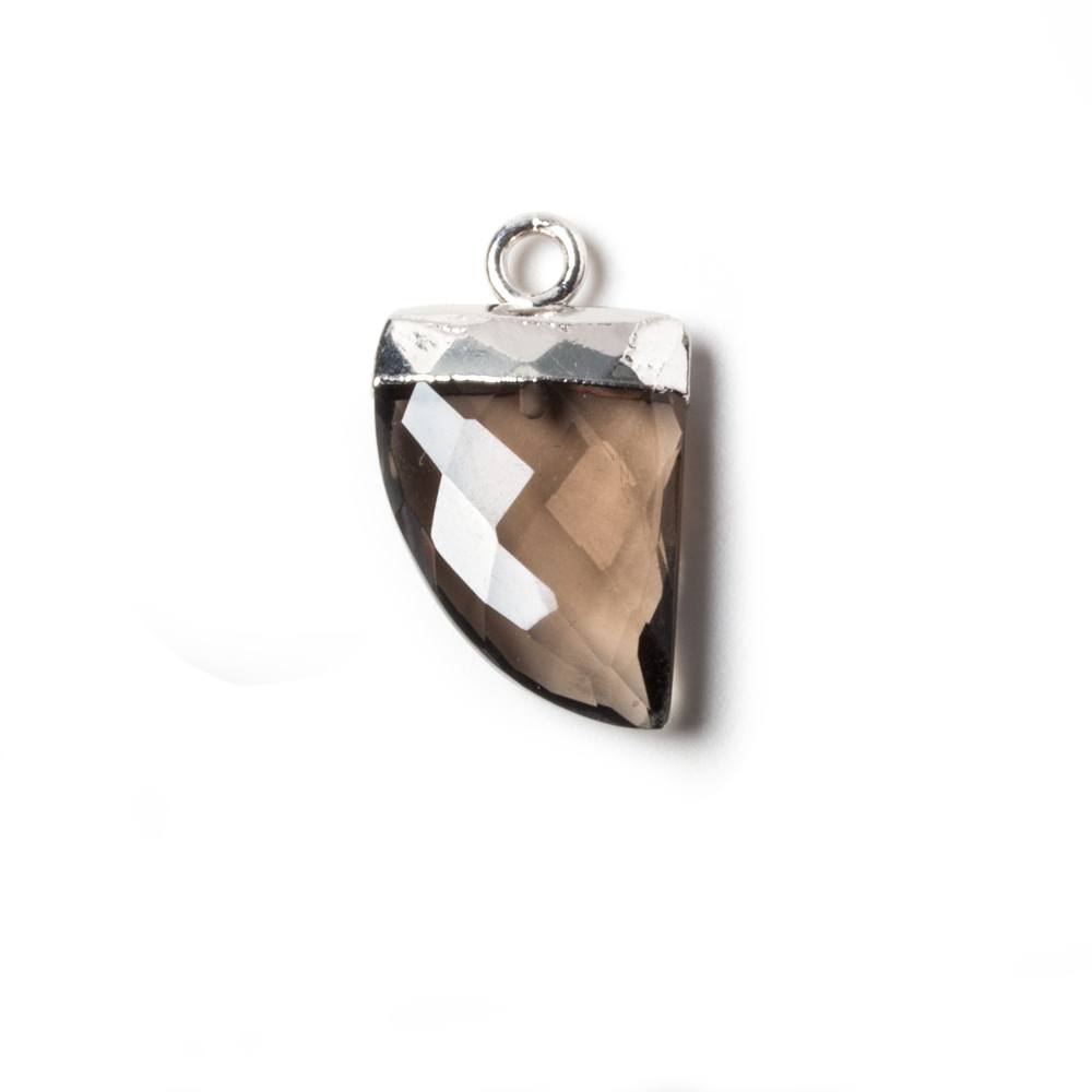 18x10mm Silver Leafed Smoky Quartz Horn Pendant 1 piece - Beadsofcambay.com