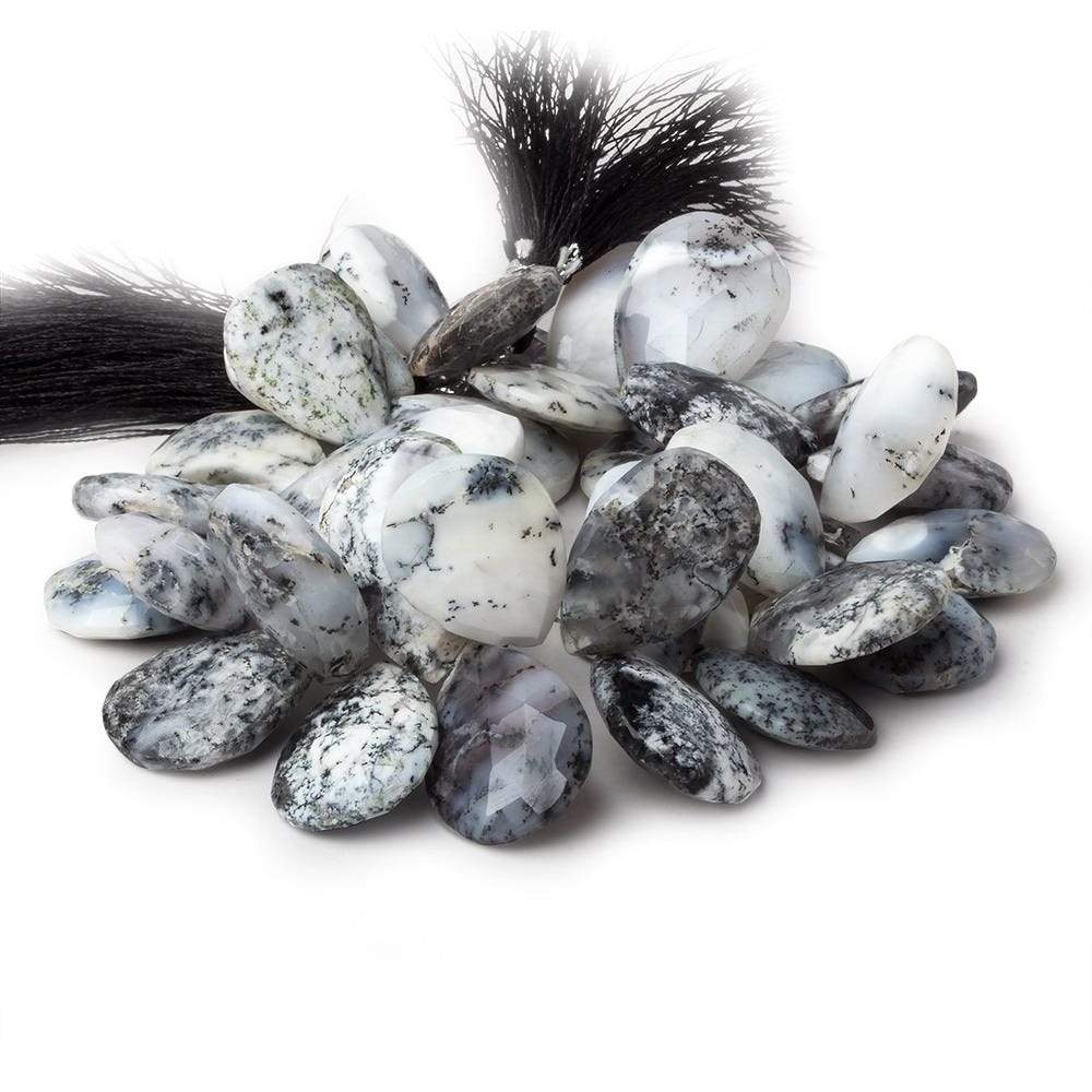 18x13-23x16mm Dendritic Opal Faceted Pear Briolette 8 inch 39 beads AA - Beadsofcambay.com