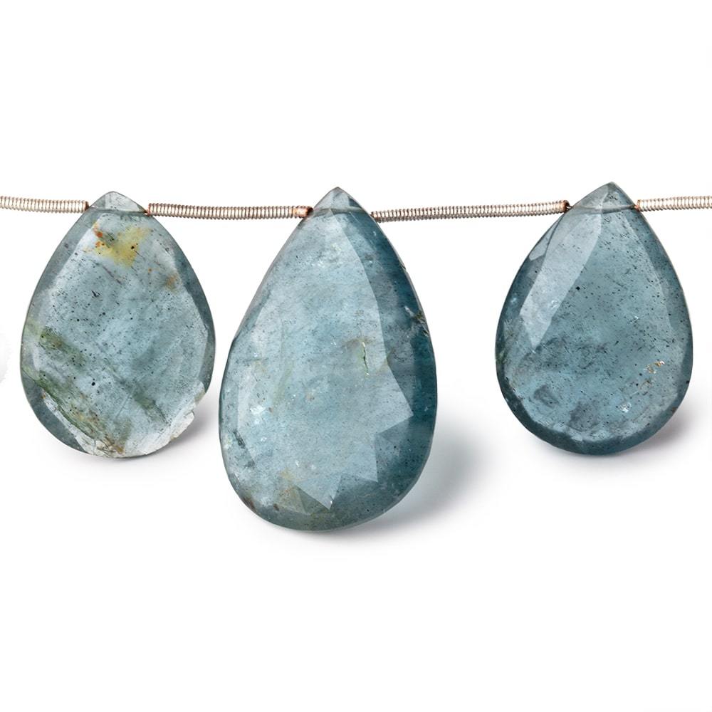 18x13-35x24mm Moss Aquamarine Faceted Pear Beads 9 inch 12 pieces - Beadsofcambay.com