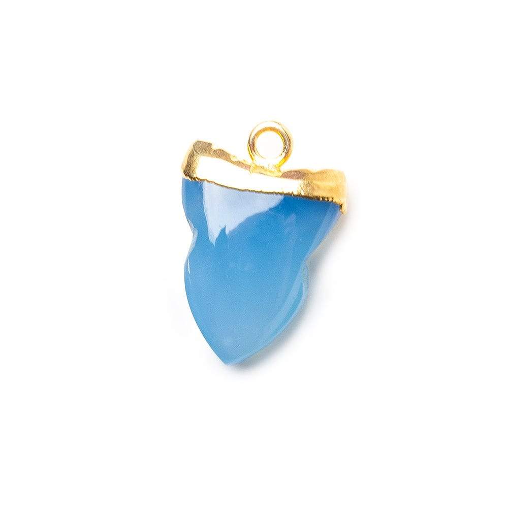 18x13mm Gold Leafed Royal Blue Chalcedony Shark Tooth Pendant 1 piece - Beadsofcambay.com